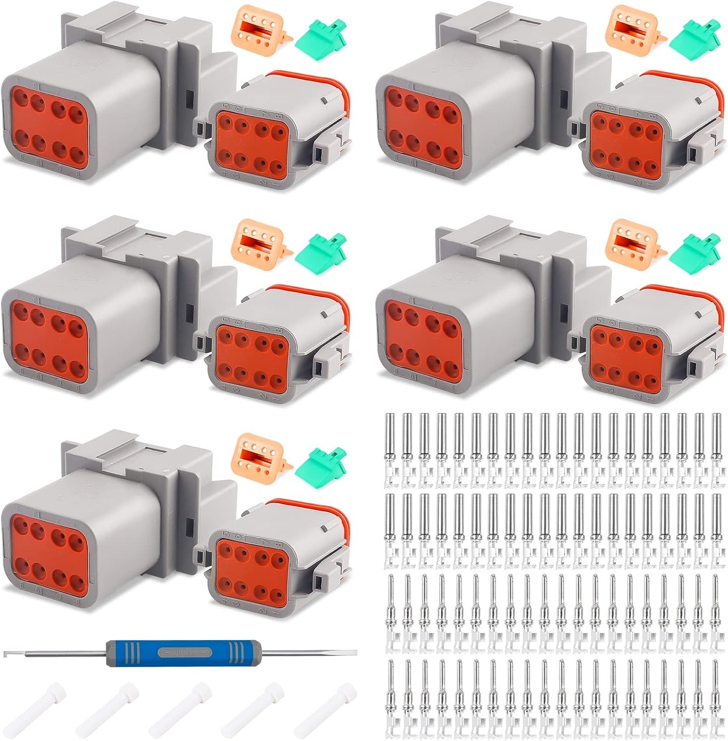 Kit conectores Deutsch DT 8 pines gris 14-18AWG