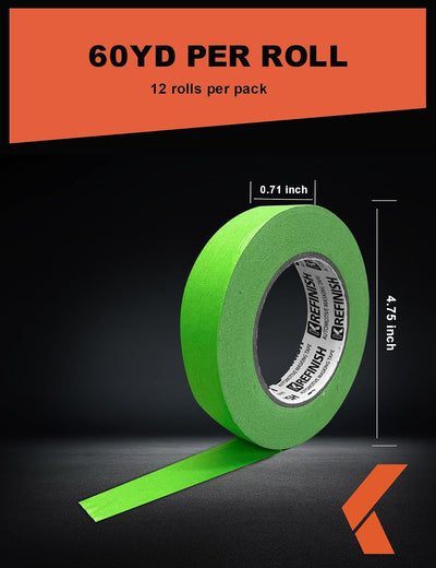 Cinta pintor automotriz verde 0.7pulg x60yd 12rollos