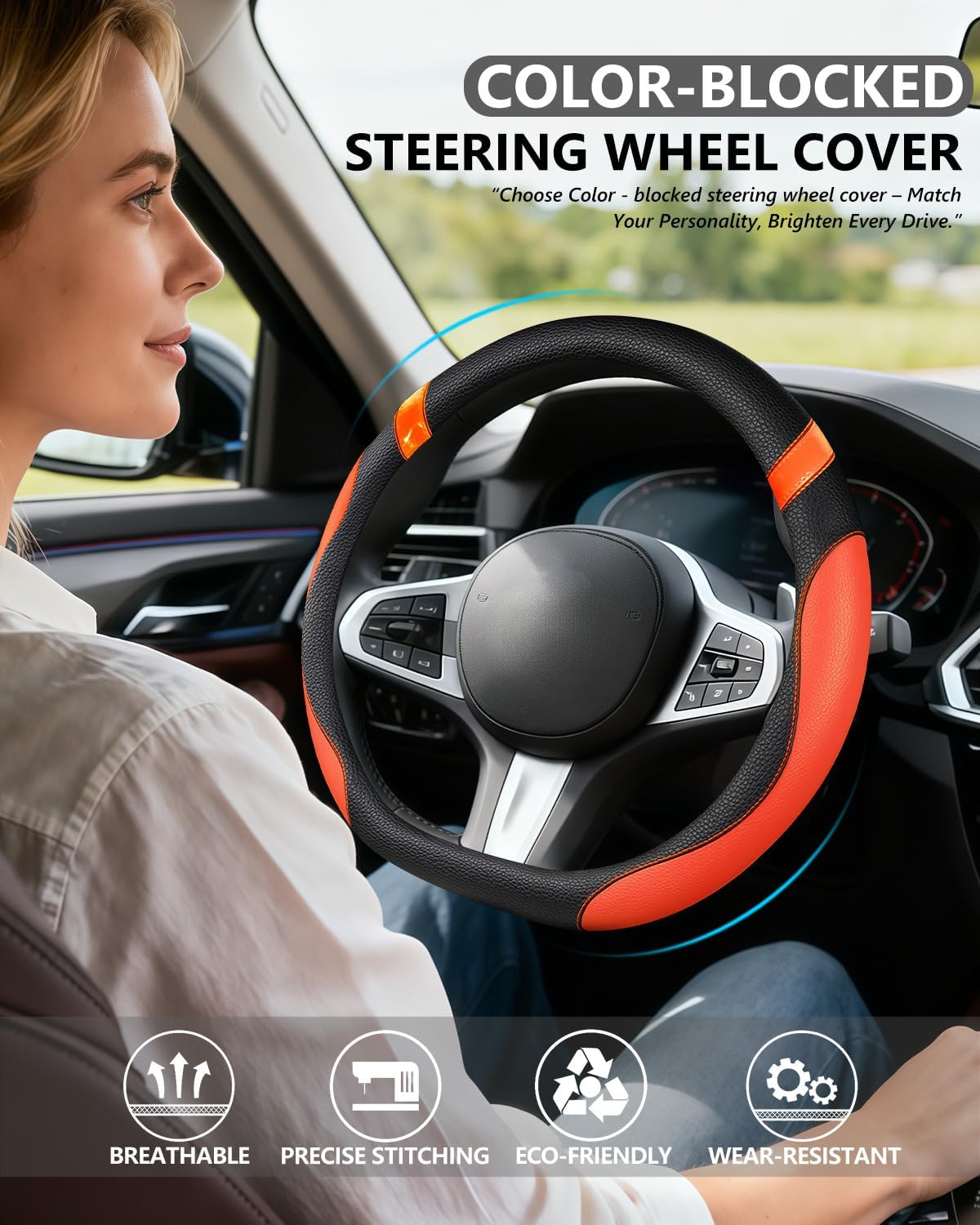 Funda volante forma D antiderrap para mujer naranja