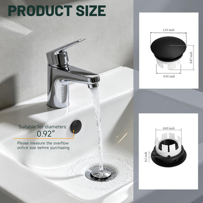 Cubierta desbordamiento fregadero baño latón negro mate