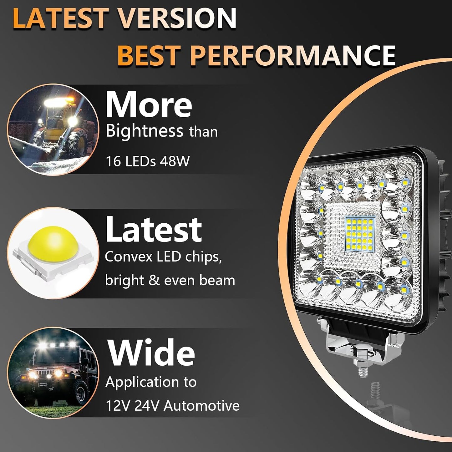 Luces LED tractor 4" 240W 12-24V cubo ATV RV
