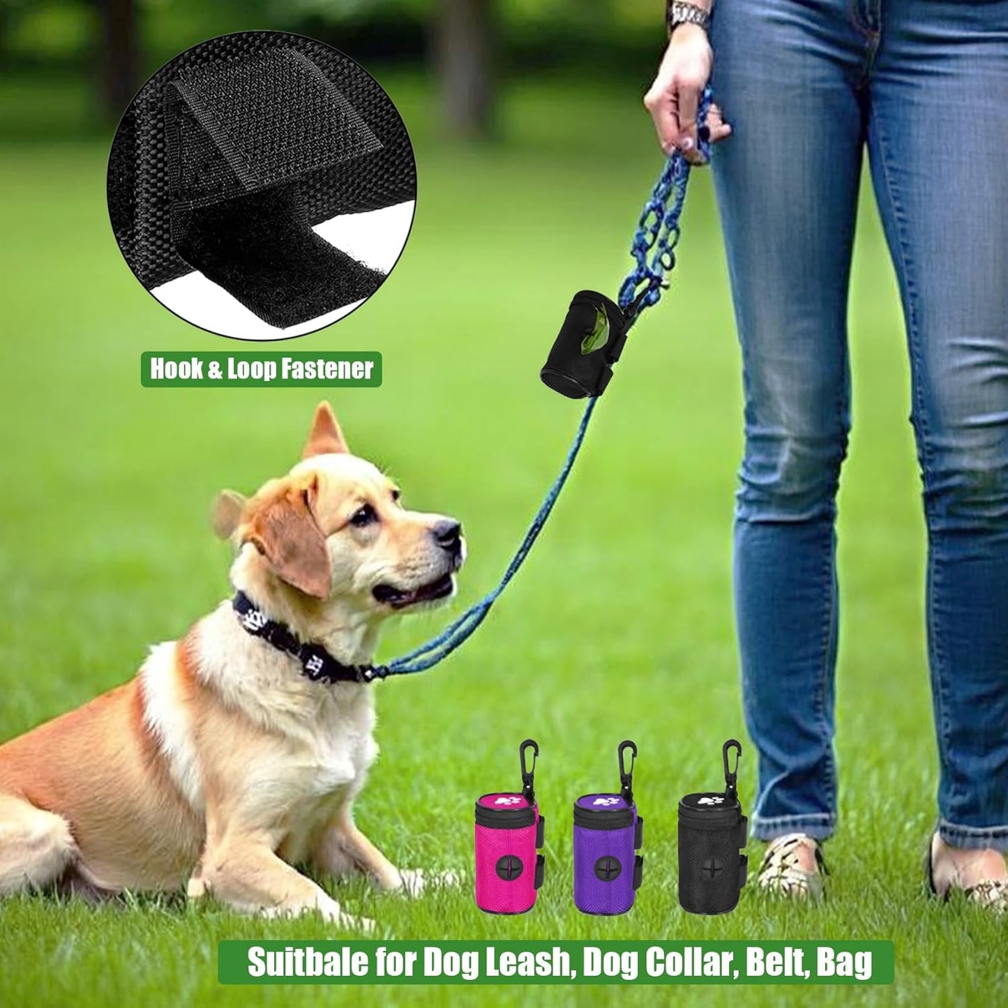 Dispensador bolsas basura perros con cremallera tela suave