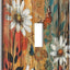 Placa interruptor madera vintage con flores y mariposas