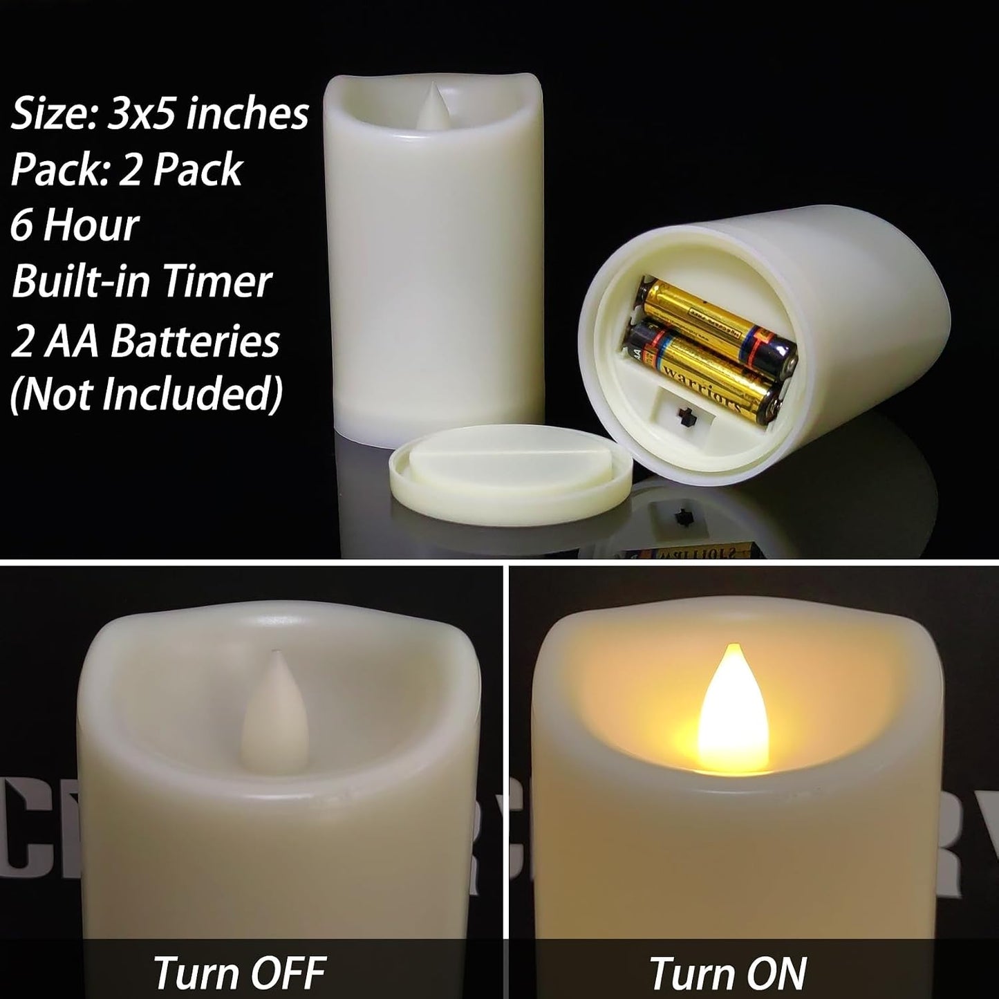 2 Velas Led Plástico Exteriores Temporizador Halloween Navidad