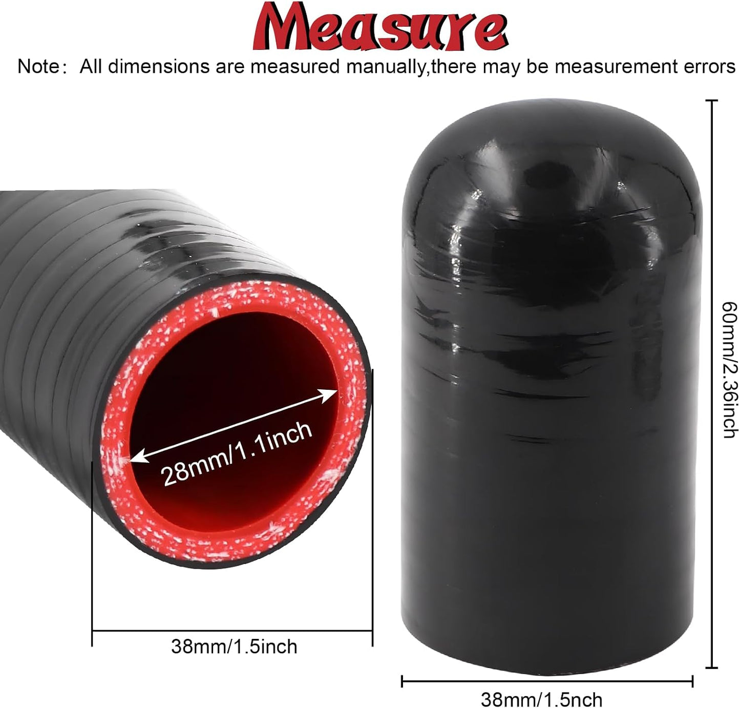 Tapa manguera silicona reforzada 4 capas ID 1-1/8"