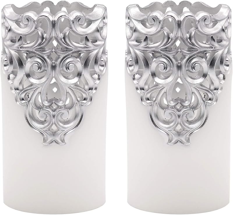 Velas LED parpadeantes plata hueca 3x6pulg 5h