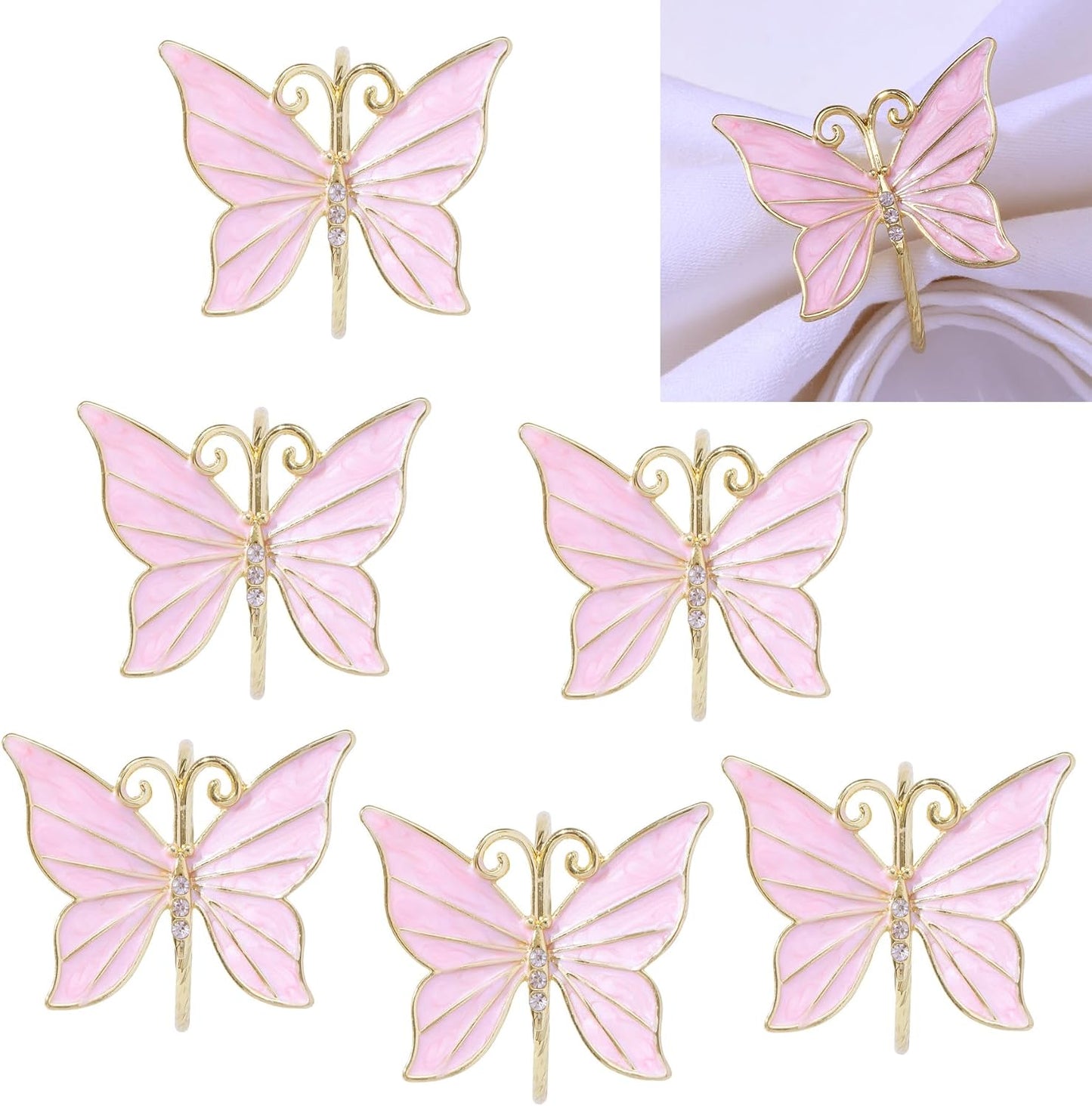 Set 6 servilleteros mariposa rosa para boda y fiestas