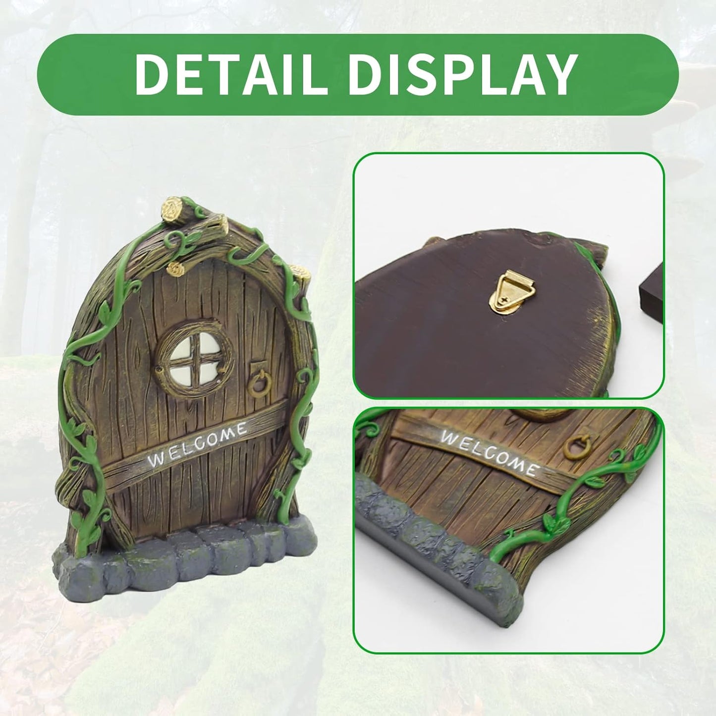Puertas de hadas para árboles con lámpara decoración