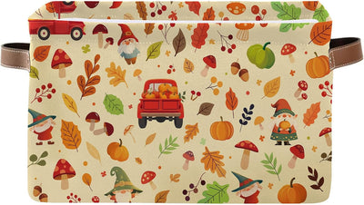 Cesta regalo otoño hojas arce asas ropa juguetes