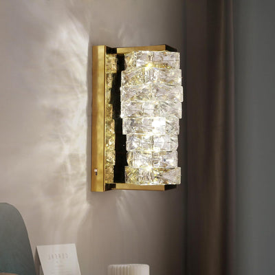 Aplique pared cristal dorado LED regulable sala
