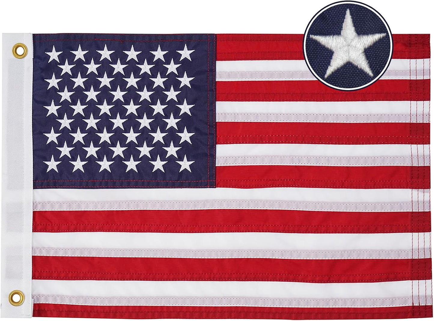 Bandera EE.UU. 16x24" doble cara estrellas bordadas