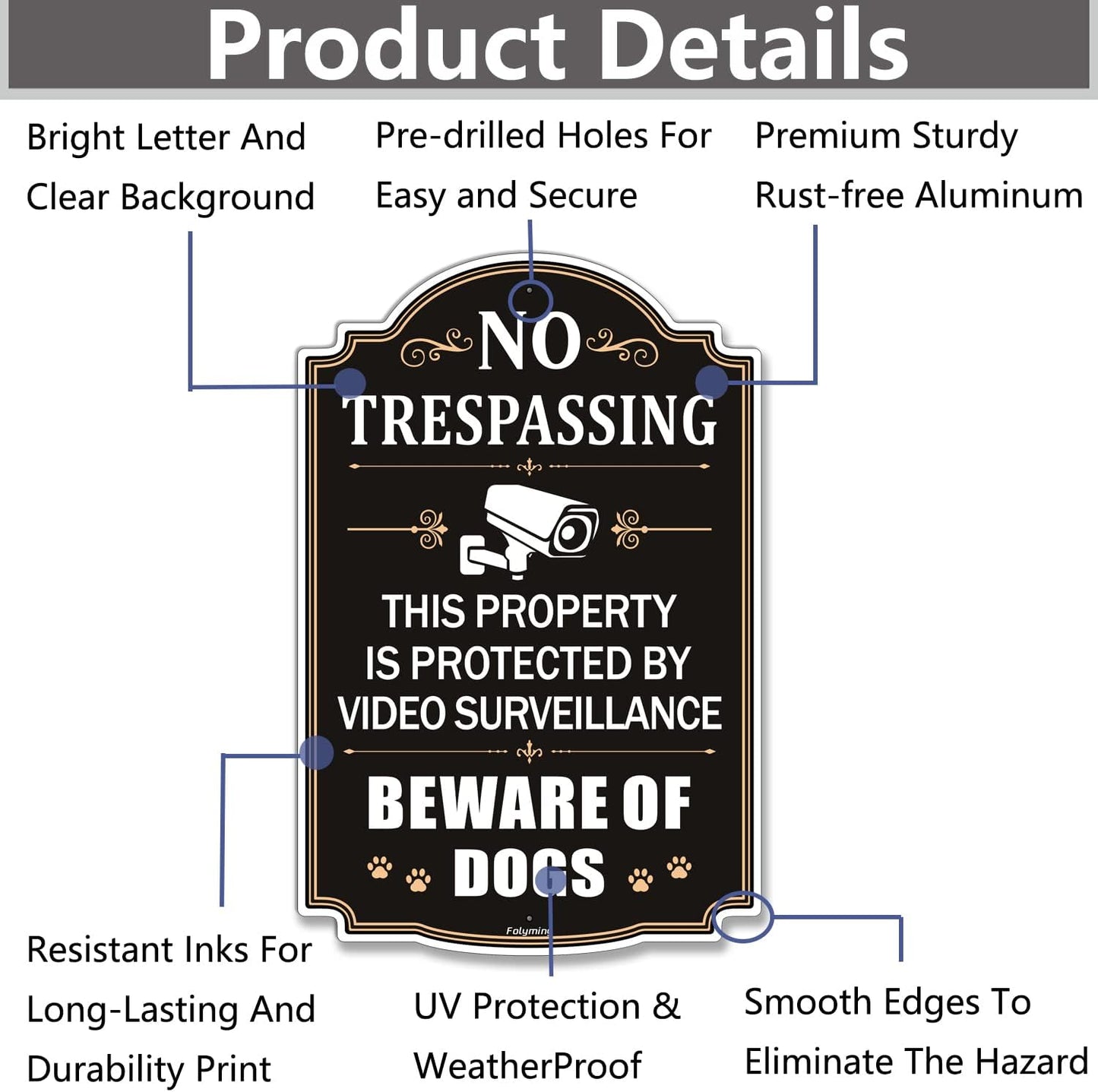 2 Carteles No Trespassing 12x8" Metal Reflectante