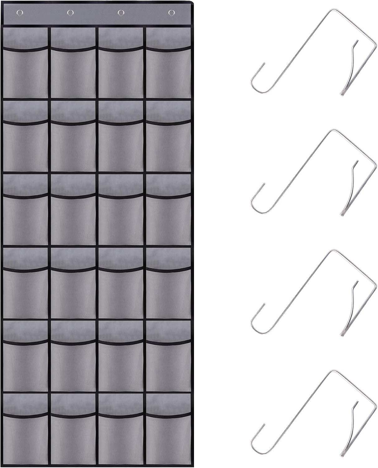 Organiz. zapatos puerta 24 bolsillos malla transpirable gris