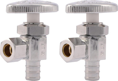 Válvula parada ángulo crimpado 1/2x3/8 pulg latón PEX paquete 2