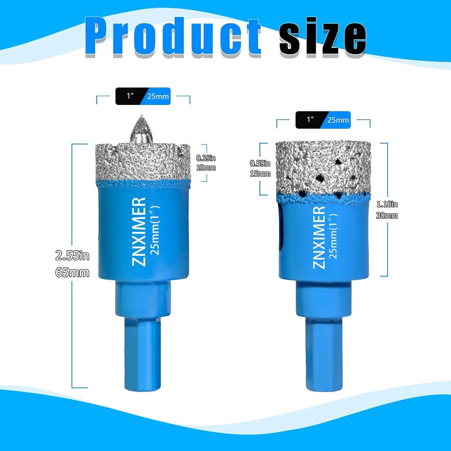 Kit brocas diamante núcleo 2pulg para azulejos granito