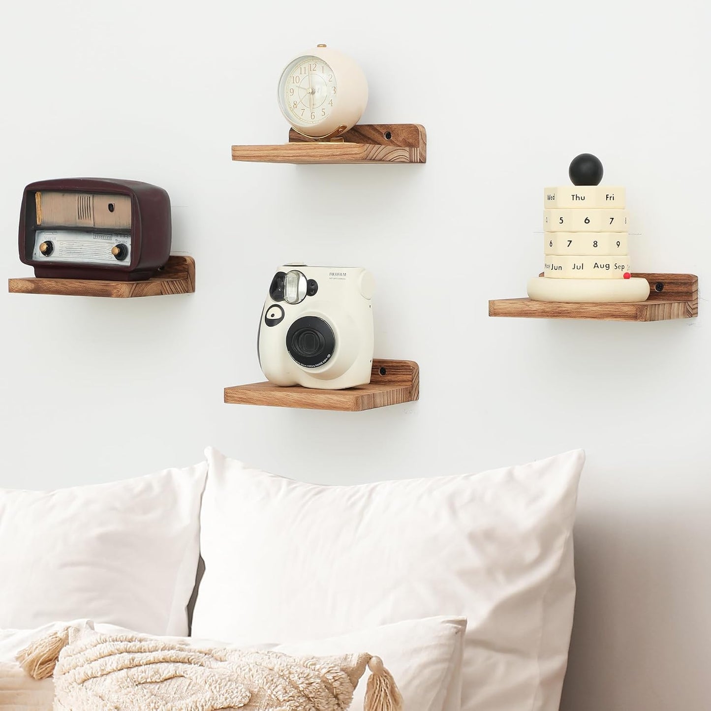 Estante flotante 5x6pulg madera rústica para dormitorio