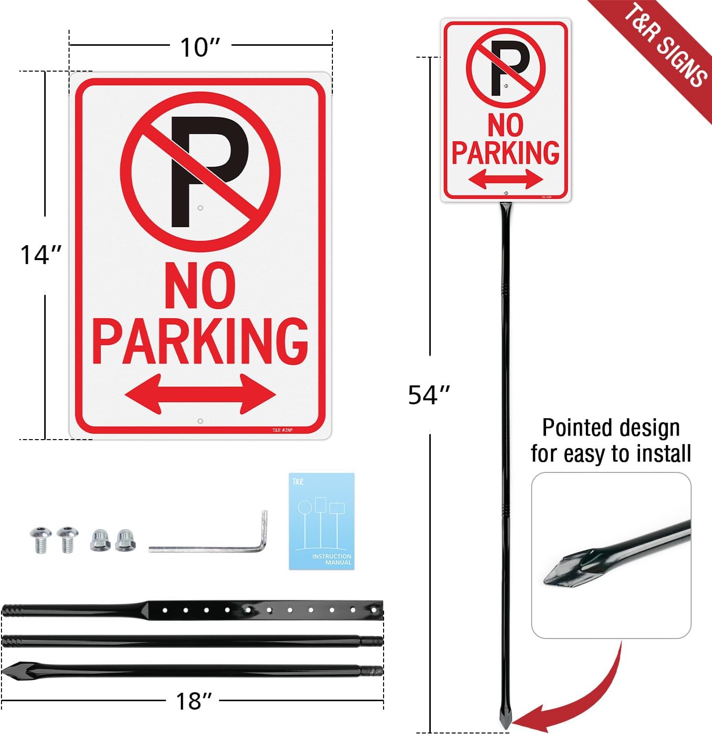 Señal no estacionar aluminio 54" reflectante