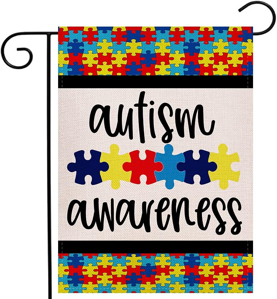 Bandera jardín concientización autismo 12.5x18pulg vertical