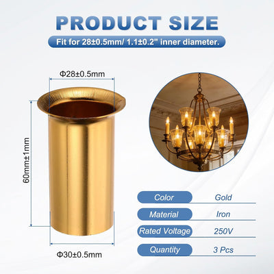 Protectores velas para soporte luz E12 28mm dorado