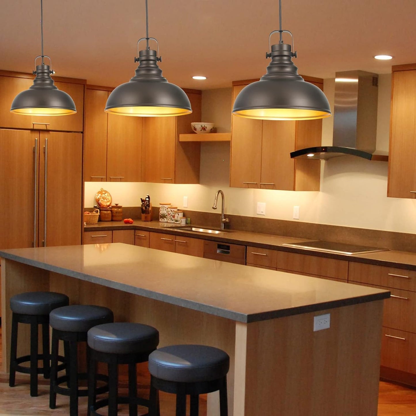 3 Pzas Lámpara Colgante Isla Cocina Bronce Aceitado