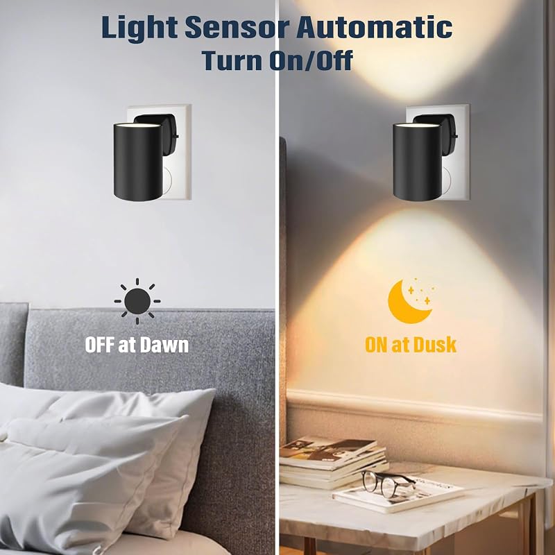 Luz nocturna LED enchufable 5700K sensor atardecer amanecer
