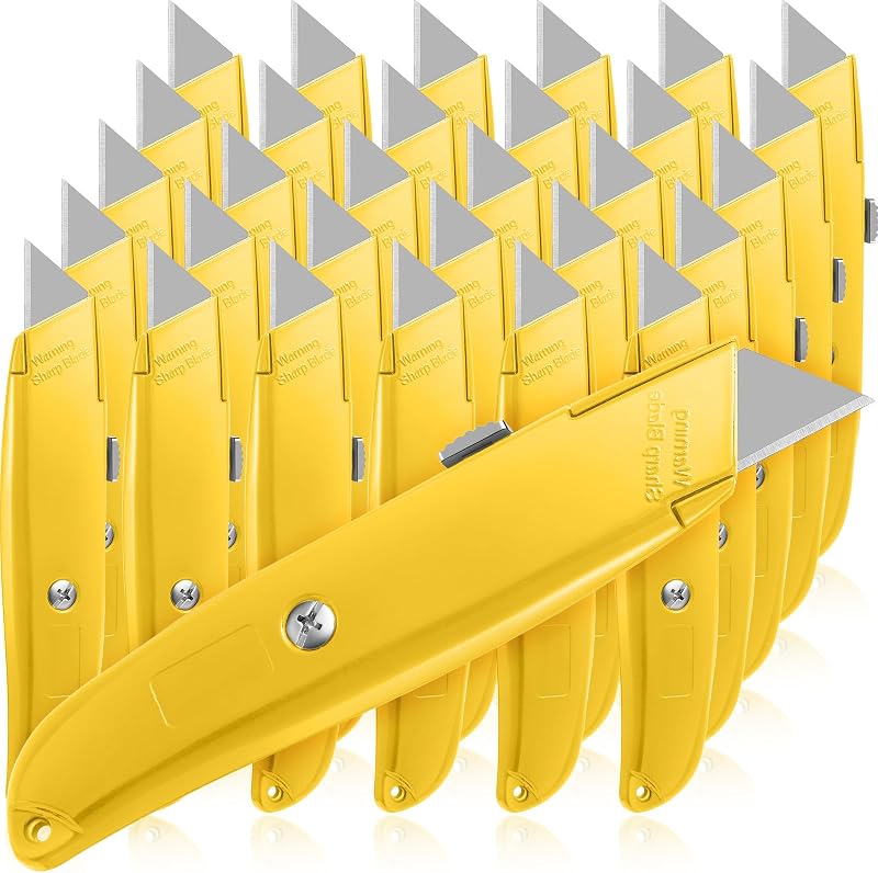 Cuchillo utilitario hoja retráctil aluminio 30uds amarillo