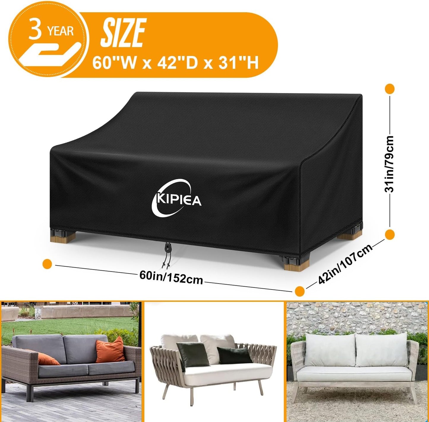 Funda sofa patio 2 asientos impermeable servicio pesado