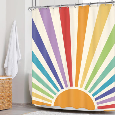 Cortina ducha bohemia vintage 60x72pulg diseño arco iris