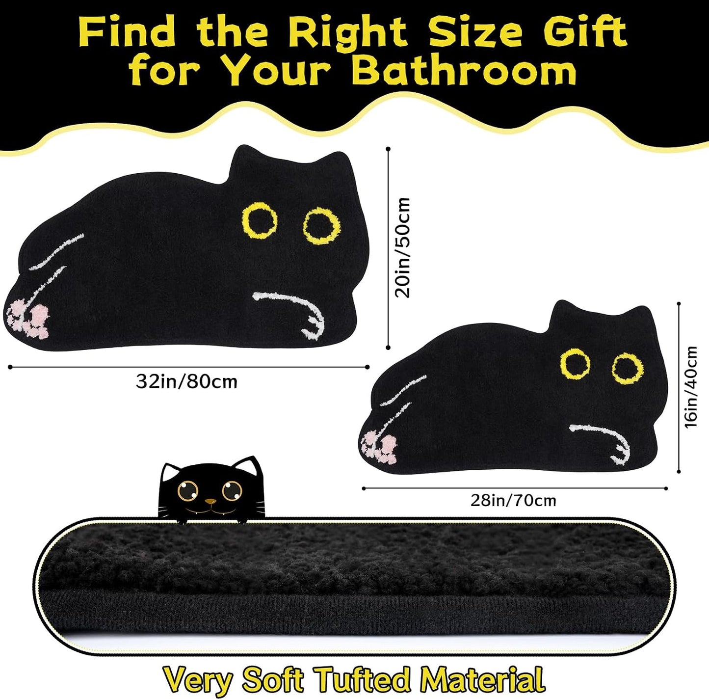 Alfombra baño gato 35x20" suave antiderrap