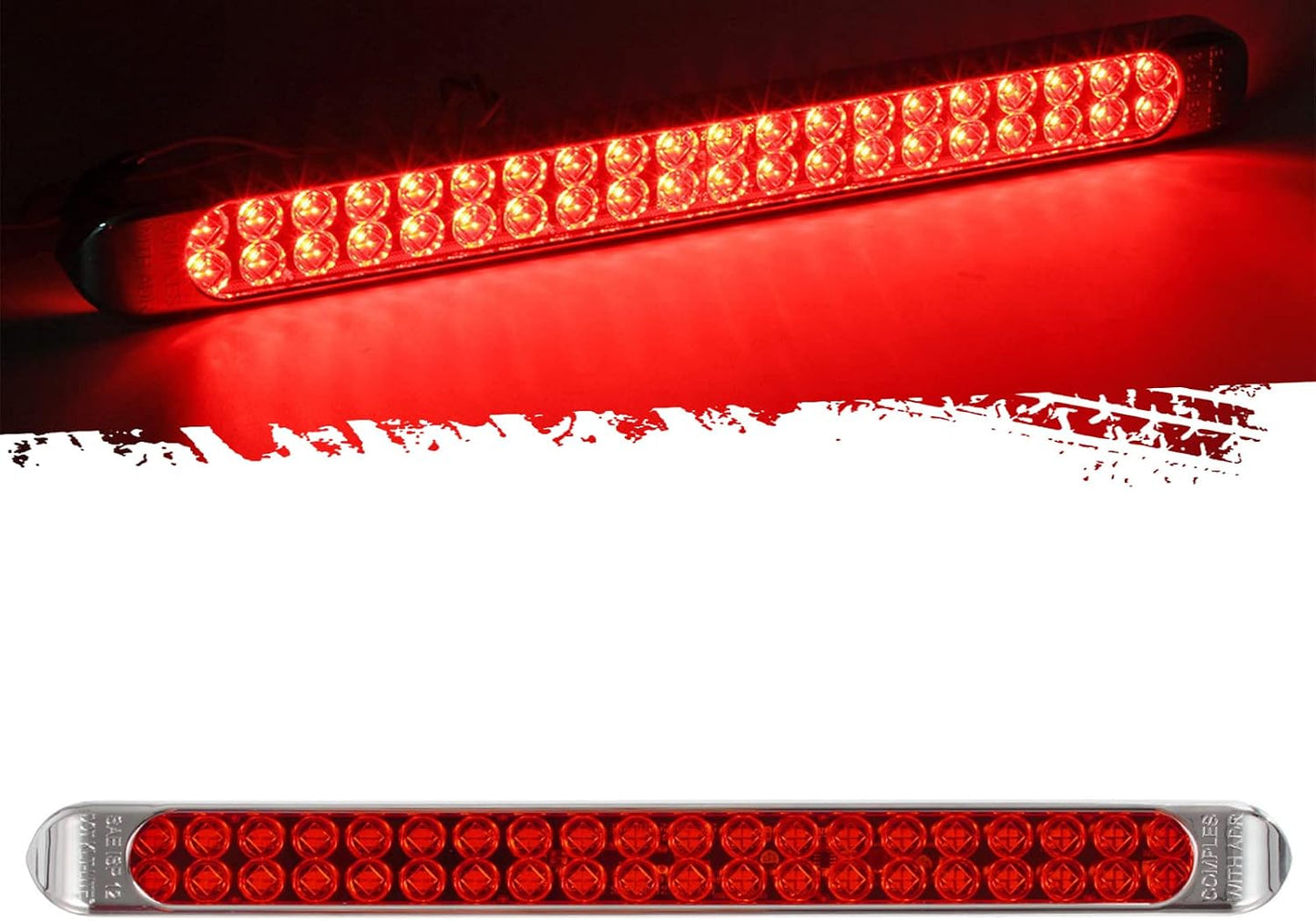 Barra luz roja 17" 40 LED impermeable remolque utilitario