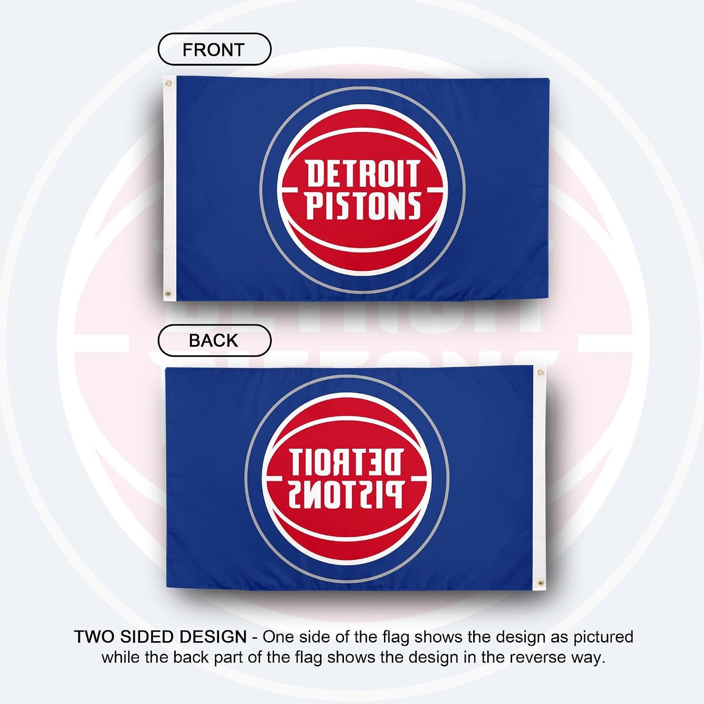 Bandera Detroit Pistons NBA 3x5ft 100% poliéster