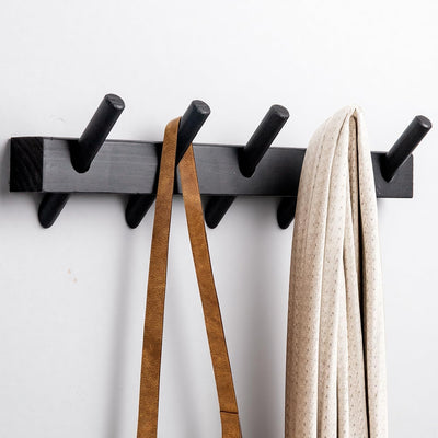 Perchero madera maciza 5 ganchos extraíbles para pared