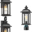 Aplique pared exterior luz poste negro mate vidrio sembrado
