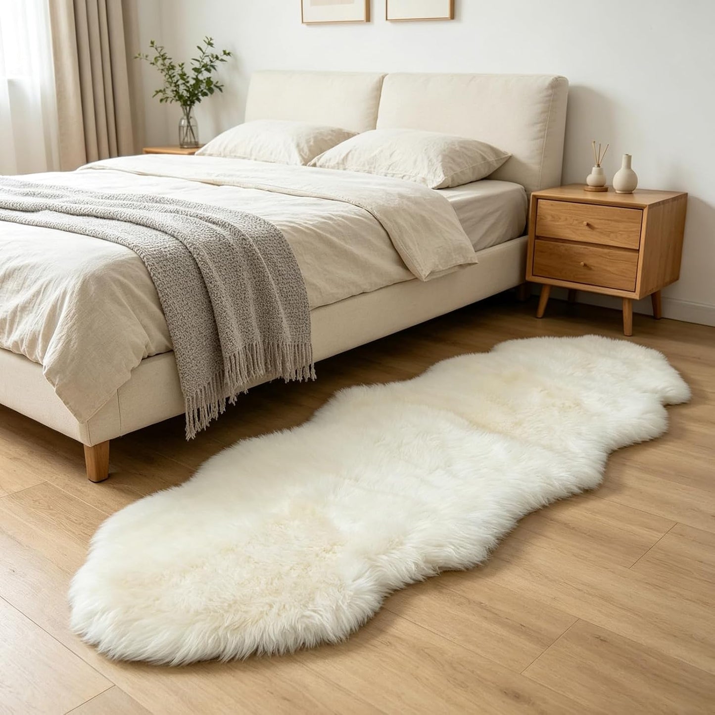 Alfombra piel oveja Nueva Zelanda suave lana dormitorio sala
