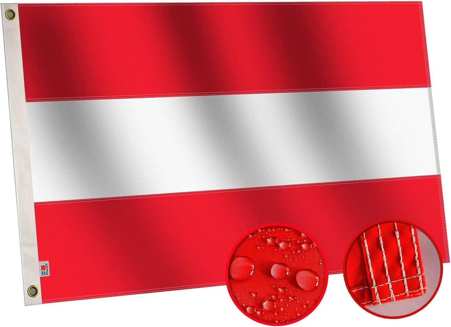 Bandera Austria 3x5ft nailon Oxford 210D cosido ojal latón