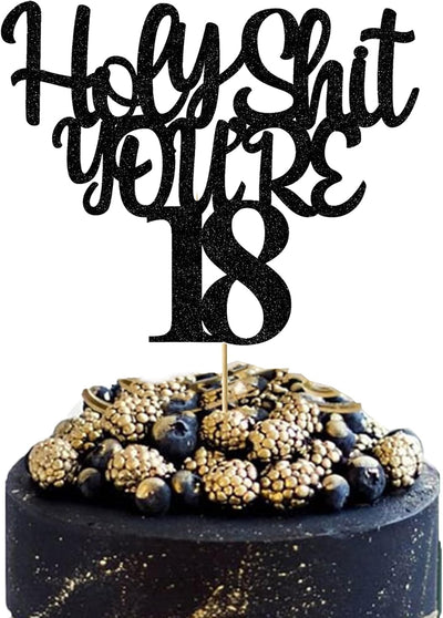 Decoración tarta cumpleaños 18 purpurina negra doble cara
