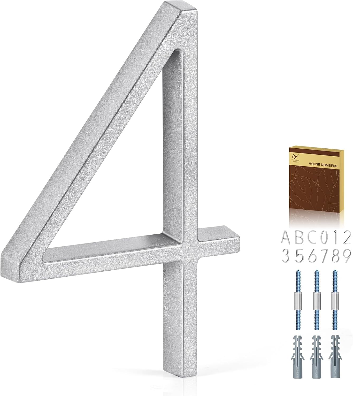 Números de casa metal 5pulg plateado moderno resistente