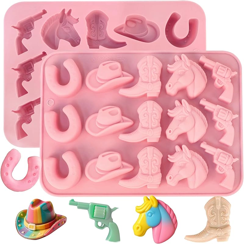Moldes chocolate vaquero 2pzas silicona fondant