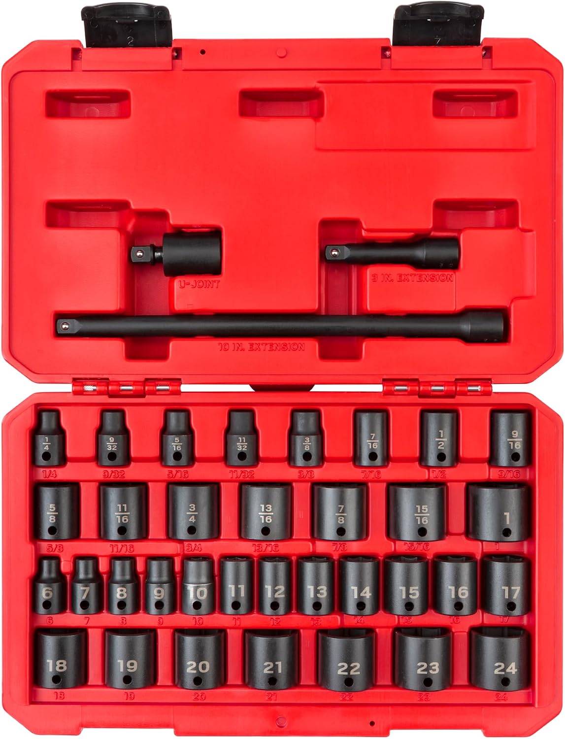 Set llaves impacto 6 puntos 3/8 pulg 37 pzas
