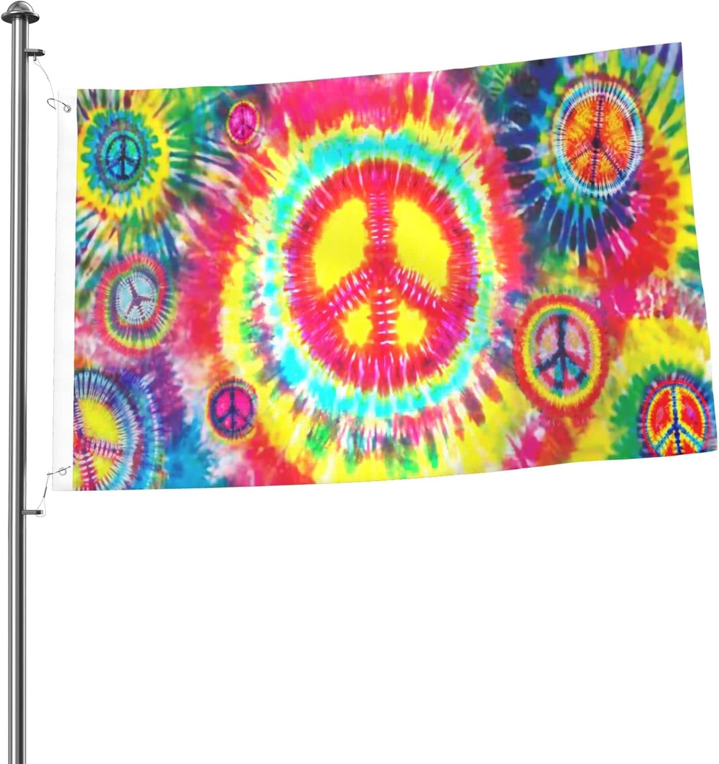 Bandera paz teñida 2x3ft para jardín patio arcoíris