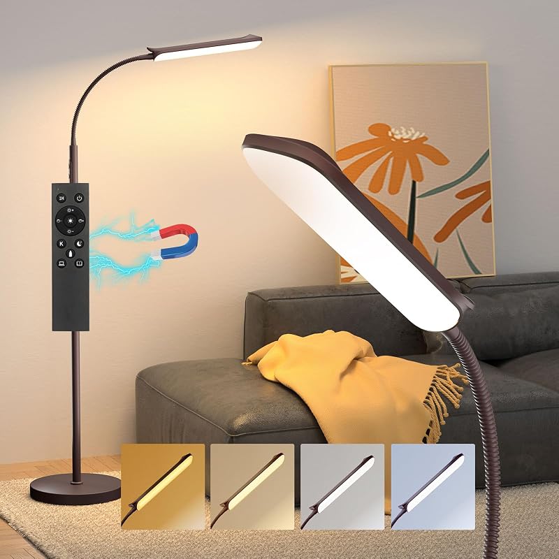 Lámpara pie LED 18W ajustable sala lectura control remoto