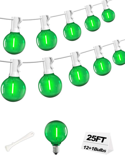 Guirnalda LED G40 25pies cable blanco patio dormitorio impermeable