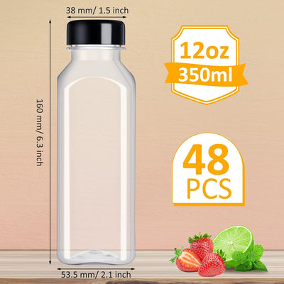 48 Botellas Plástico Reutilizables 12oz para Jugo Té Leche