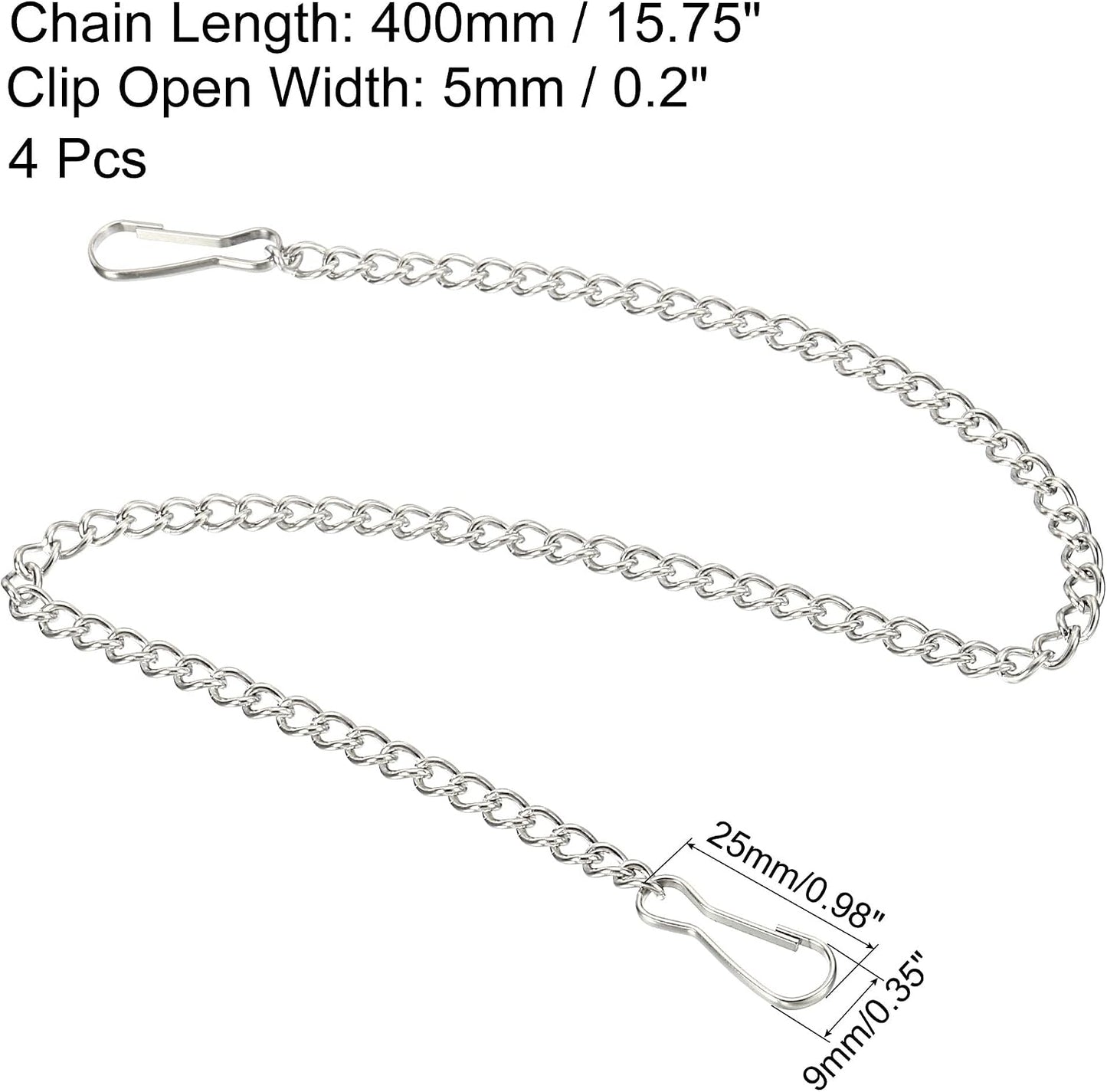 Cadena colgante acero inox 15.75pulg con ganchos para jardín set 4