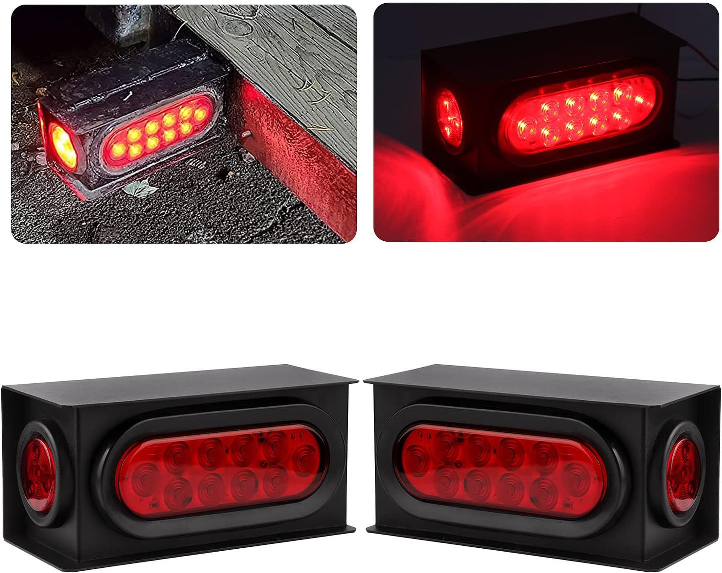 2 Pzas Luces traseras LED oval rojas 6pulg y laterales redondas 2pulg