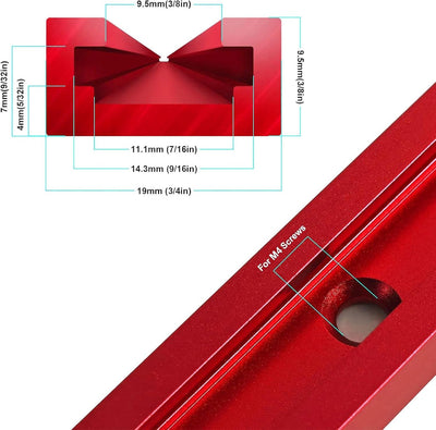 Pistas en T aluminio 48pulg 4 Pzas con agujeros rojos