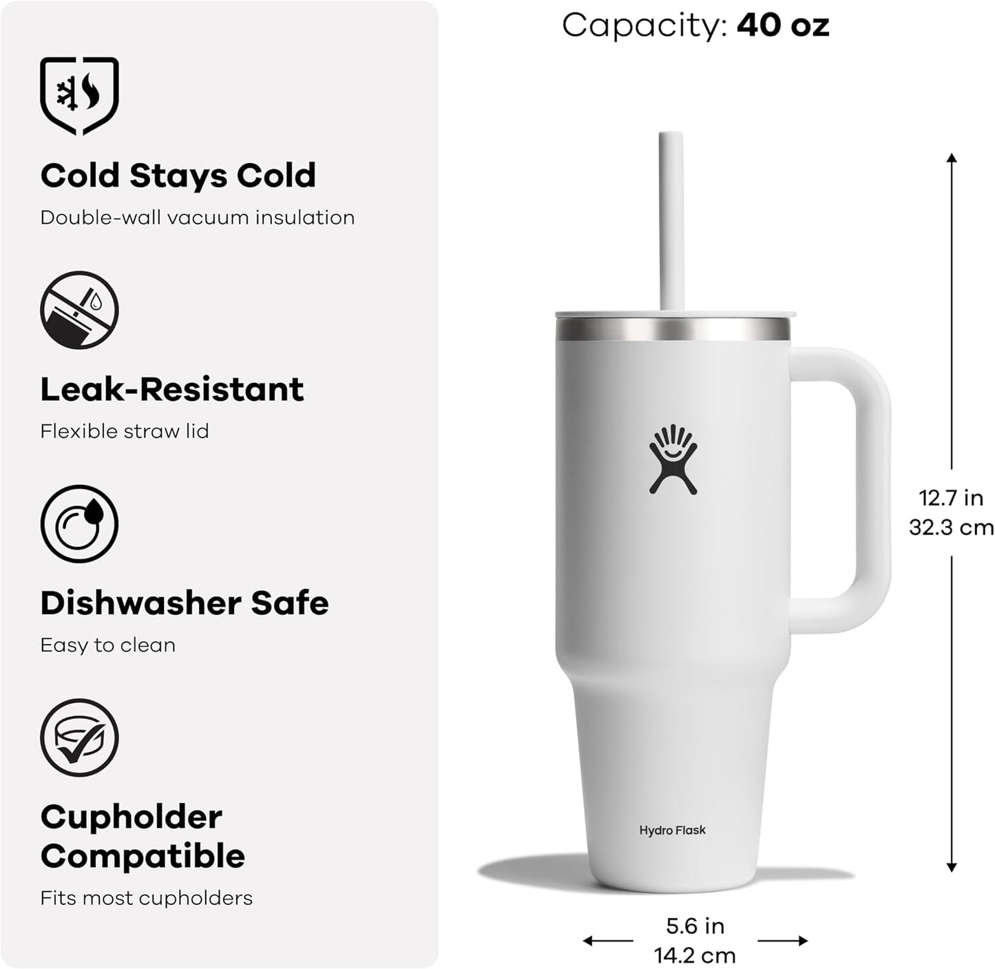 Vaso viaje acero inox aislado 40oz con asa tapa y pajita azul