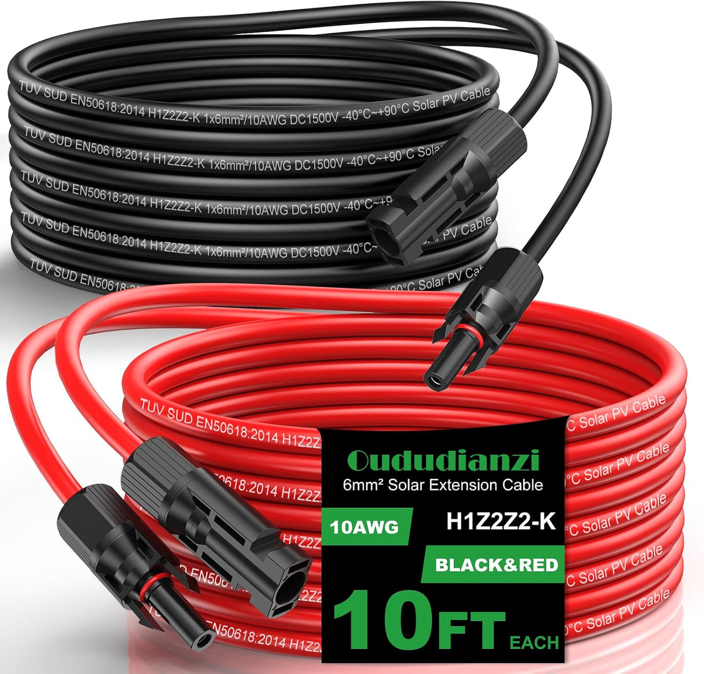 Cable extensión solar 10 pies 10 AWG cobre estañado