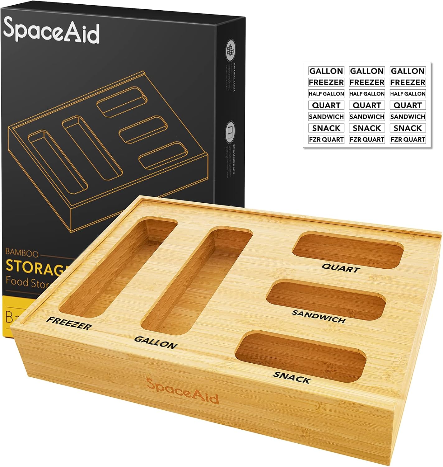 Organiz. cajón cocina bambú 1gal 1/4gal 5 ranuras