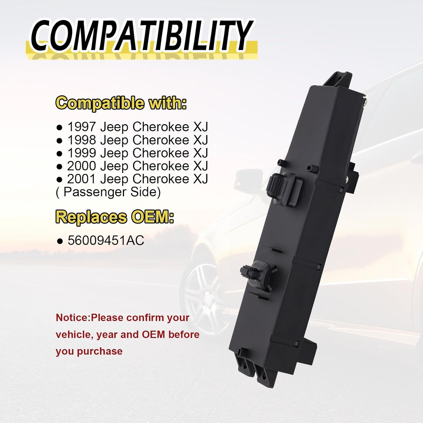 Interruptor ventana pasajero Jeep Cherokee comp 56009